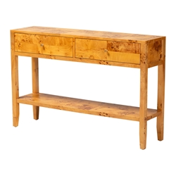 bali & pari Ghina Modern and Contemporary Natural Light Mappa Burl Wood 2-Drawer Console Table